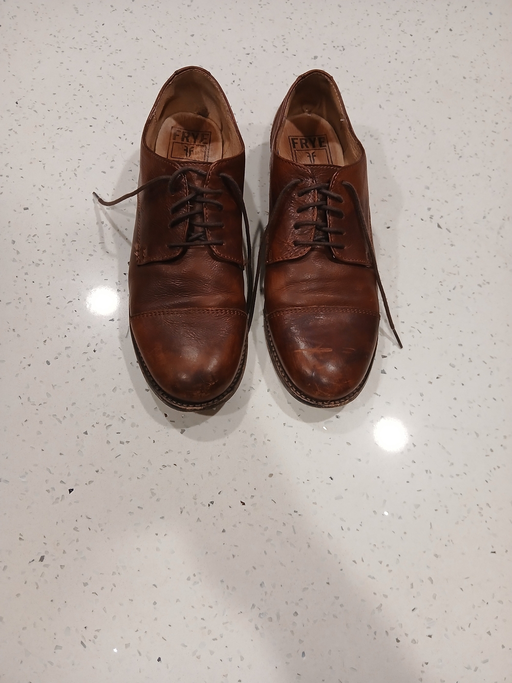 Frye Men's Brown Leather Cap-Toe Derby Shoes
